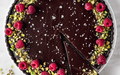 Tarta de ganache de chocolate y frambuesa (¡sin horno!)