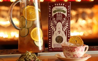 Tea cocktail de rosa mosqueta y arándanos